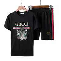 new gucci tracksuit survetement manche courte gg cat embroidery